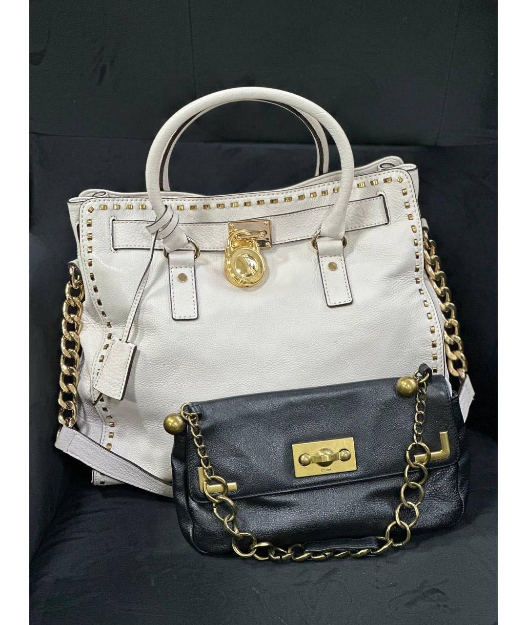 MICHAEL KORS Белая кожаная сумка с короткими ручками, фото 7