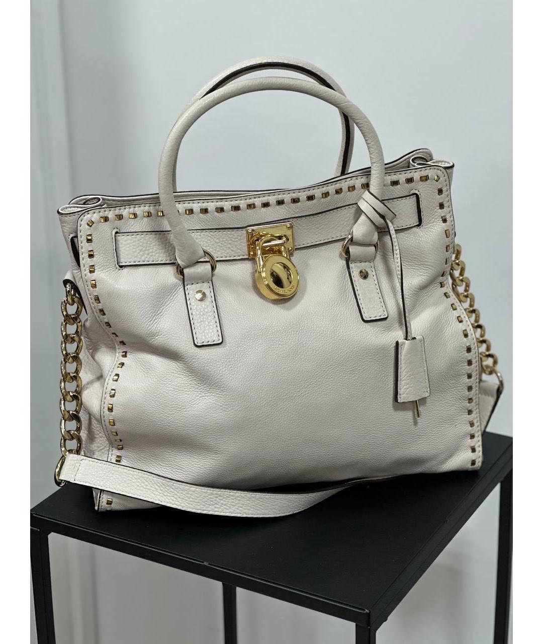 MICHAEL KORS Белая кожаная сумка с короткими ручками, фото 8