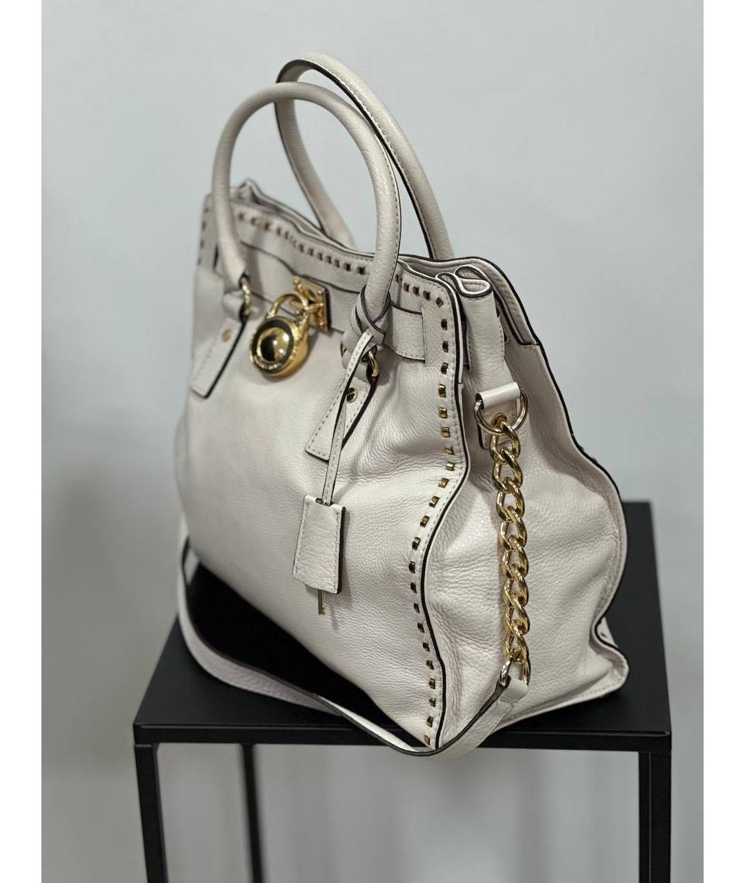 MICHAEL KORS Белая кожаная сумка с короткими ручками, фото 2