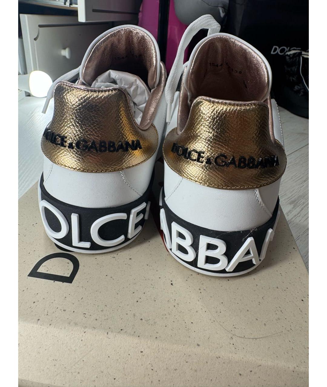 DOLCE&GABBANA Белые кожаные кеды, фото 3