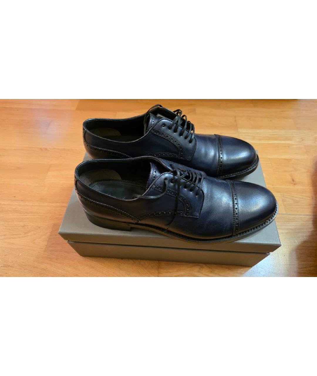 BRIONI Темно-синие кожаные туфли, фото 4