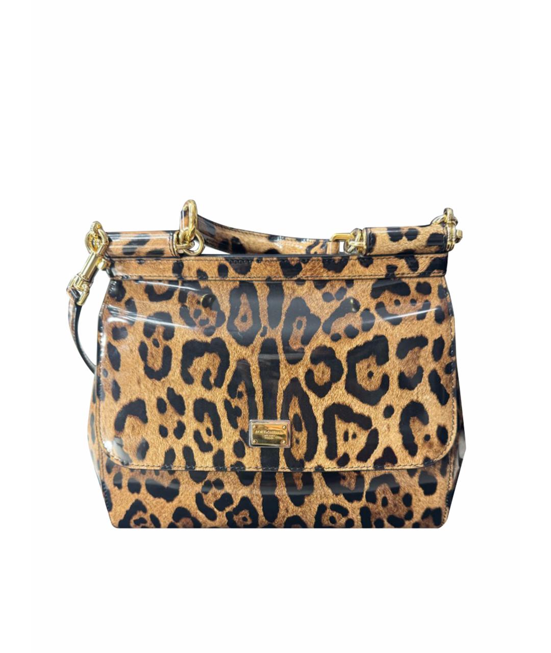 DOLCE&GABBANA Коричневая сумка с короткими ручками из лакированной кожи, фото 1