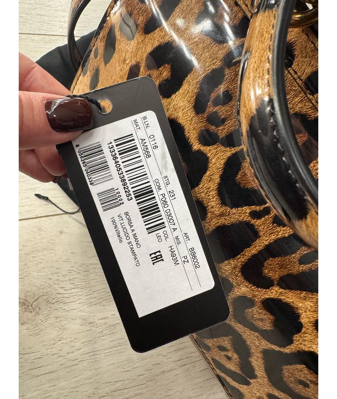 DOLCE&GABBANA Коричневая сумка с короткими ручками из лакированной кожи, фото 5