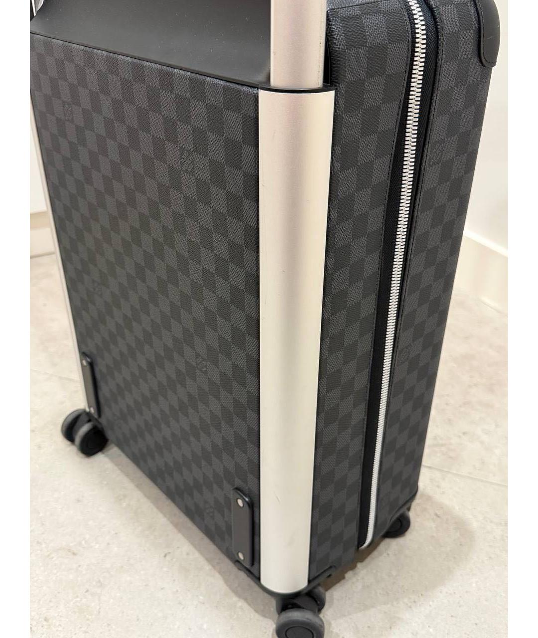 LOUIS VUITTON Черный кожаный чемодан, фото 5