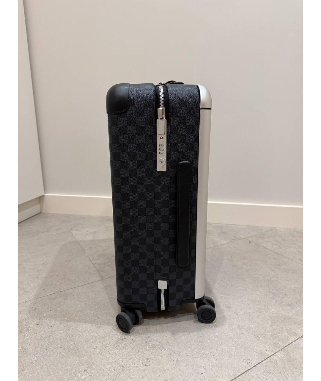 LOUIS VUITTON Черный кожаный чемодан, фото 3