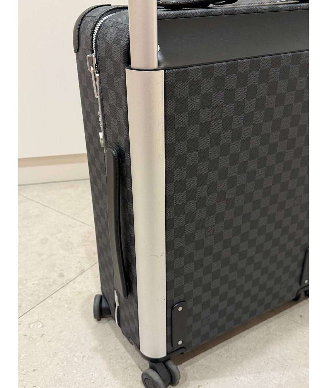 LOUIS VUITTON Черный кожаный чемодан, фото 7