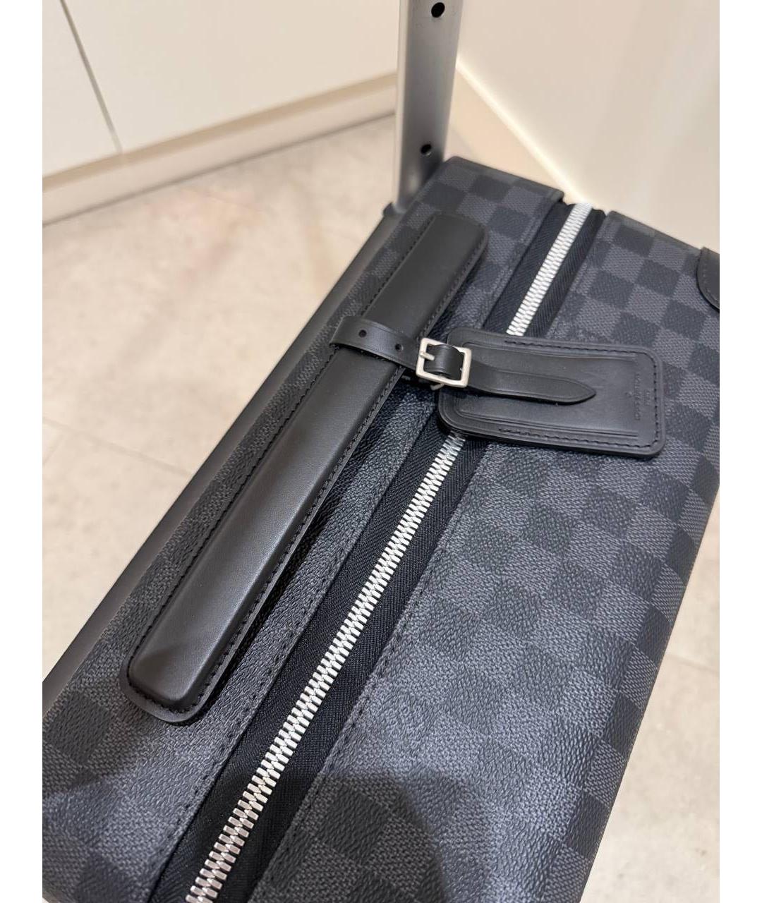 LOUIS VUITTON Черный кожаный чемодан, фото 8