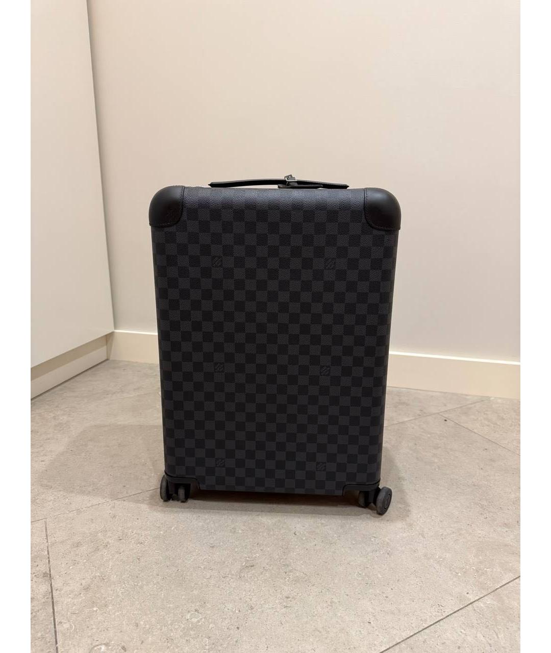 LOUIS VUITTON Черный кожаный чемодан, фото 9