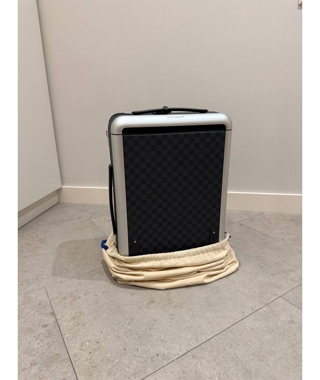 LOUIS VUITTON Черный кожаный чемодан, фото 6