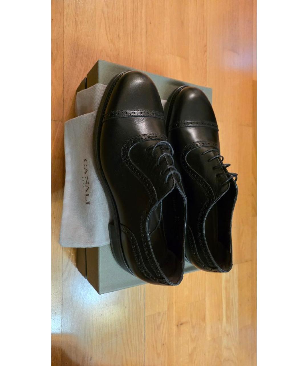 CANALI Черные кожаные туфли, фото 6