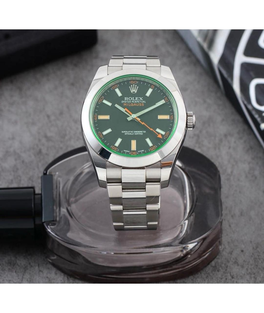 ROLEX Зеленые металлические часы, фото 7