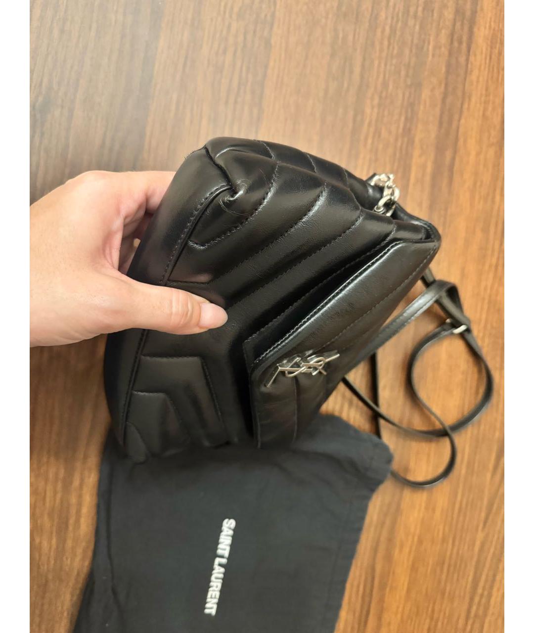 SAINT LAURENT Черная кожаная сумка через плечо, фото 4