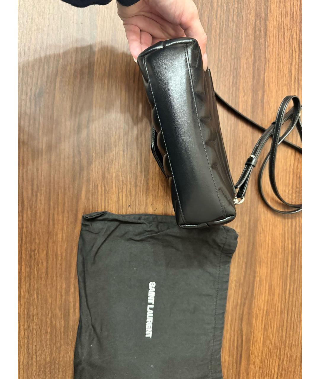 SAINT LAURENT Черная кожаная сумка через плечо, фото 6