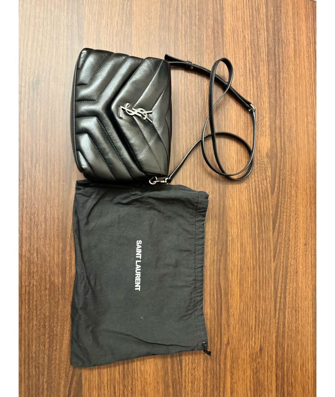 SAINT LAURENT Черная кожаная сумка через плечо, фото 8