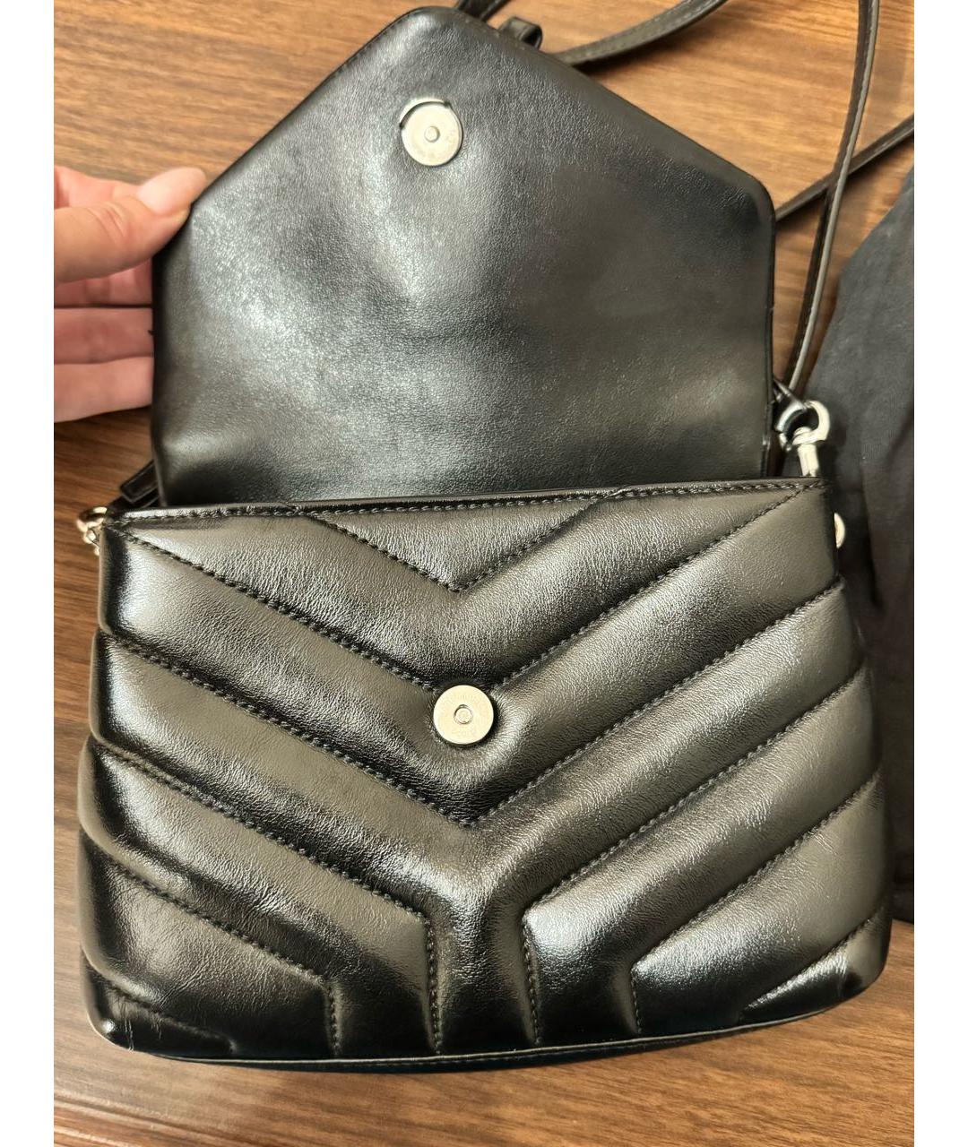 SAINT LAURENT Черная кожаная сумка через плечо, фото 3