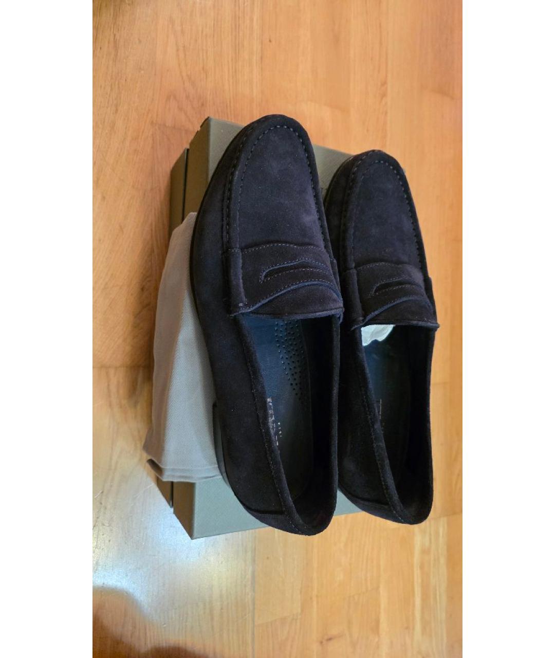 CANALI Темно-синие замшевые мокасины, фото 6