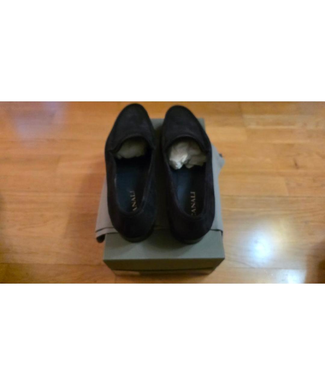 CANALI Темно-синие замшевые мокасины, фото 3