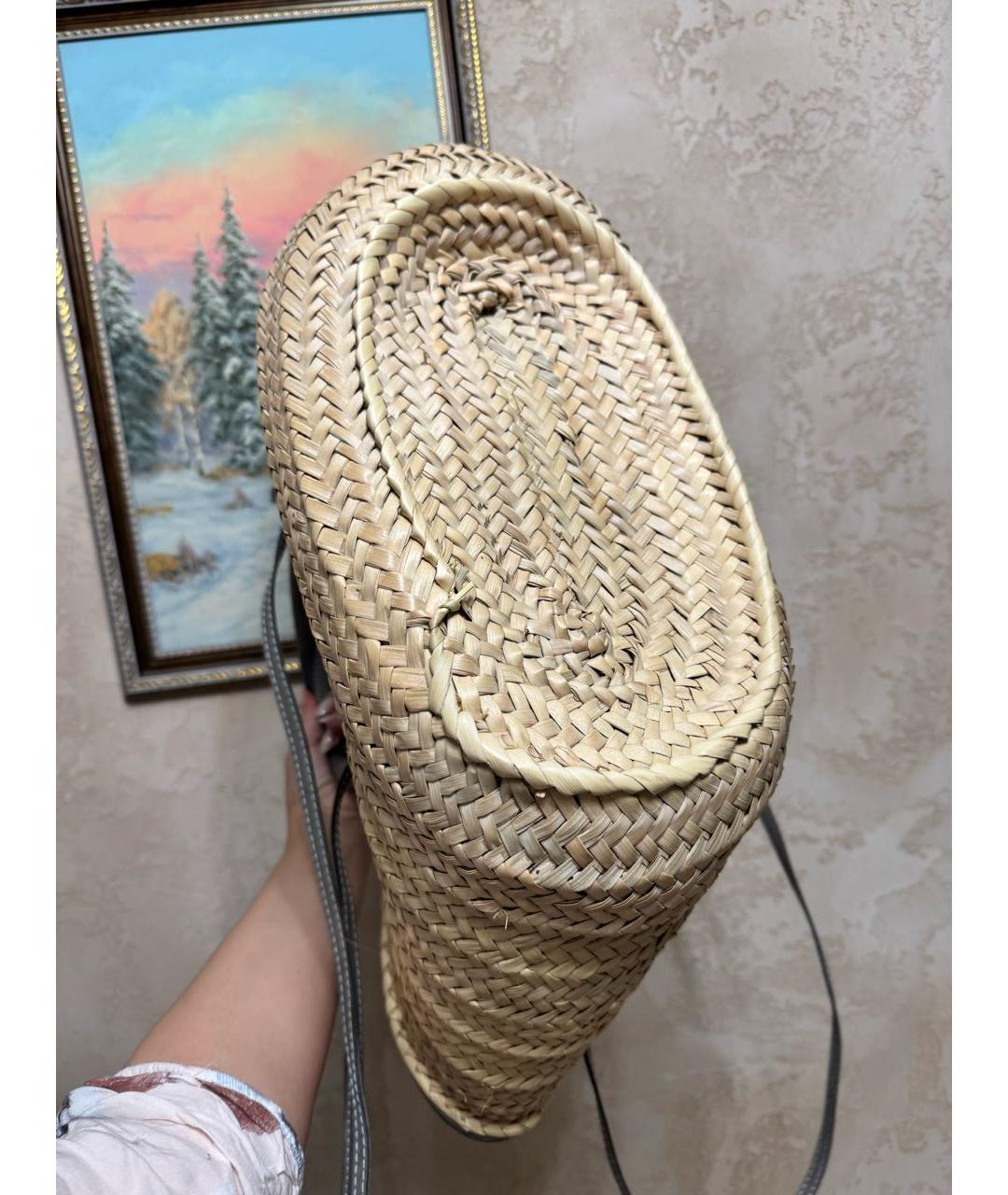 JACQUEMUS Бежевая пелетеная пляжная сумка, фото 6