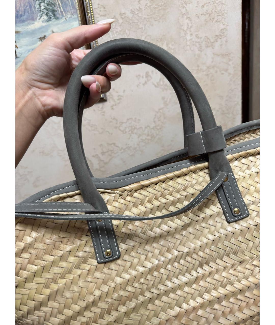 JACQUEMUS Бежевая пелетеная пляжная сумка, фото 4