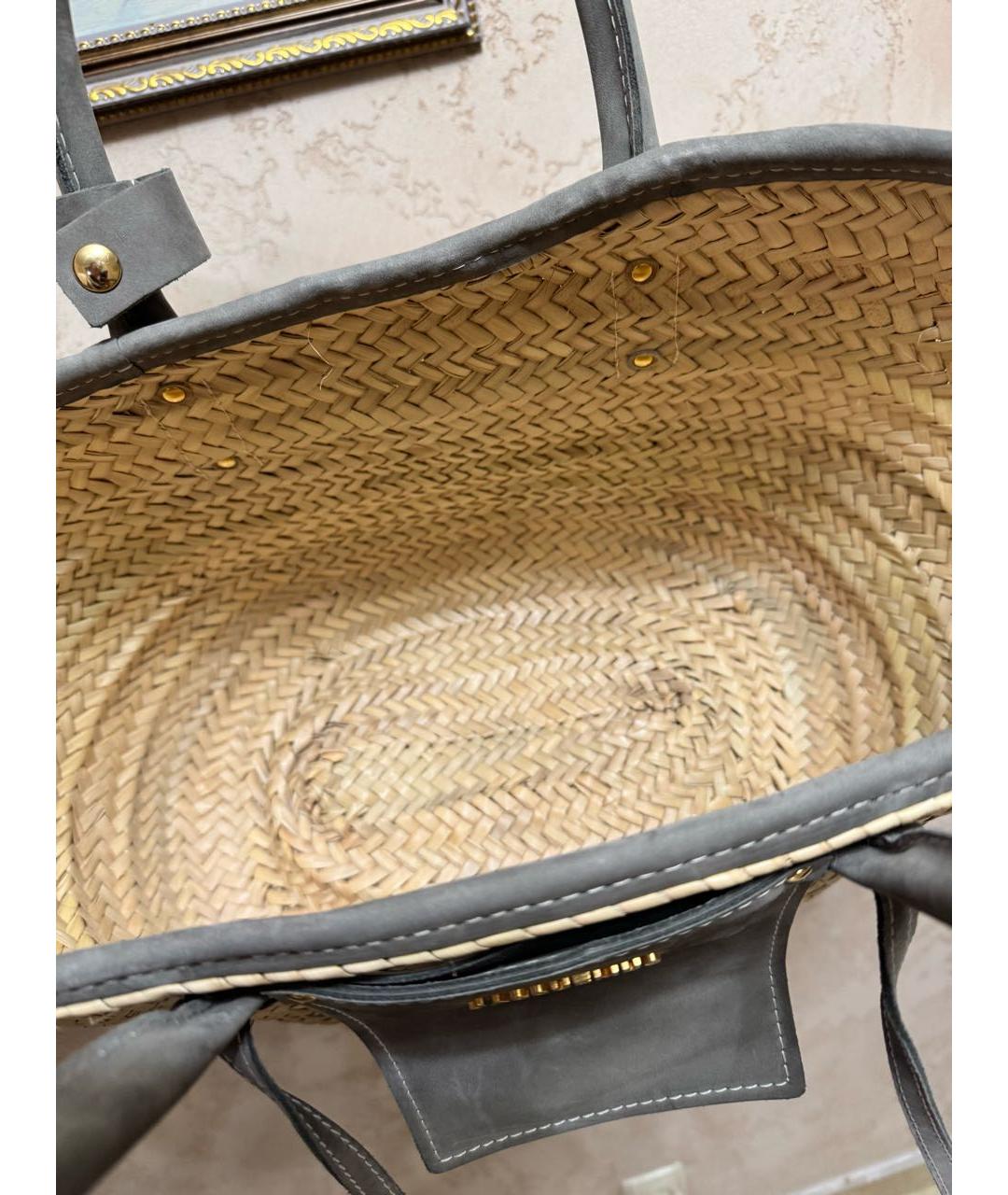 JACQUEMUS Бежевая пелетеная пляжная сумка, фото 5