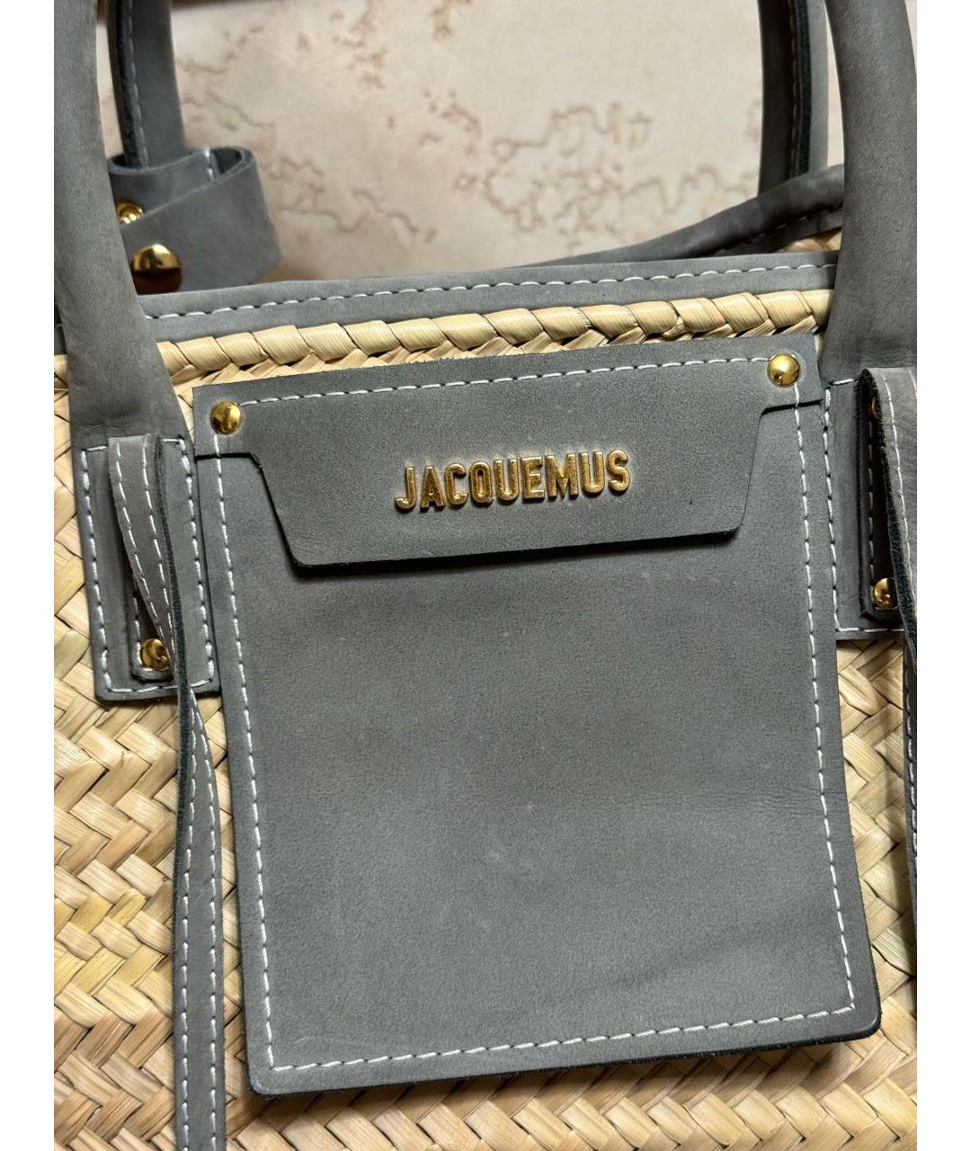 JACQUEMUS Бежевая пелетеная пляжная сумка, фото 8