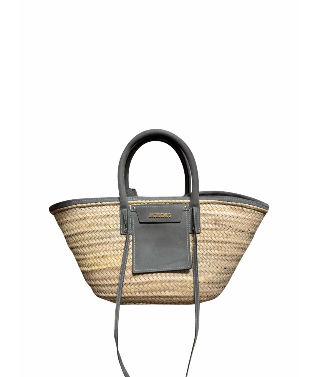 JACQUEMUS Бежевая пелетеная пляжная сумка, фото 1