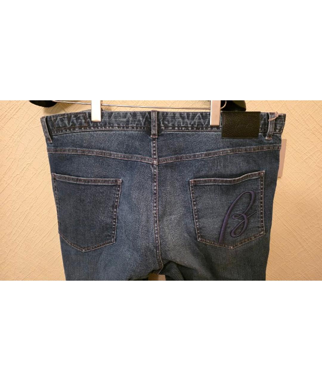BRIONI Темно-синие хлопко-кашемировые прямые джинсы, фото 3