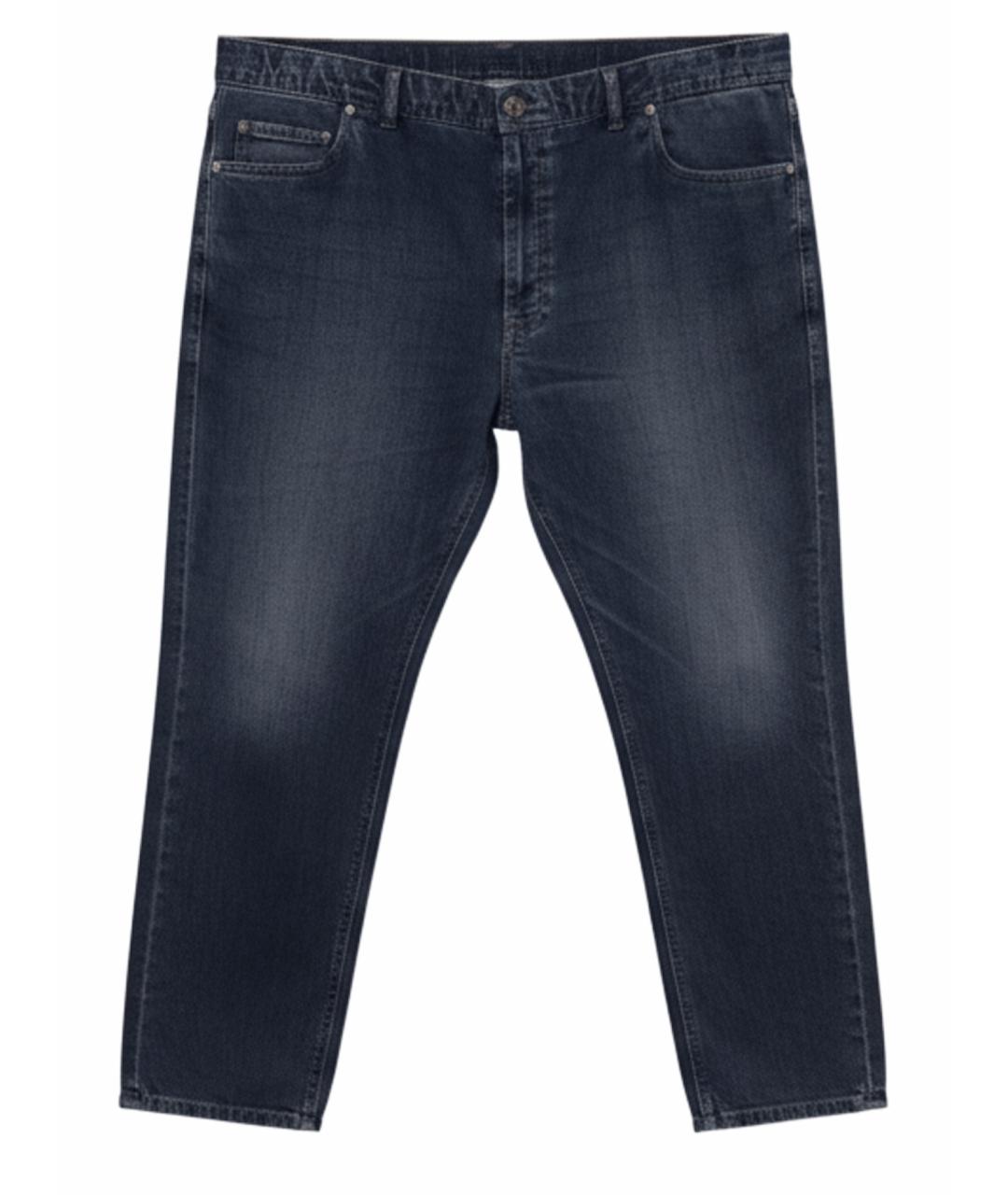 BRIONI Темно-синие хлопко-кашемировые прямые джинсы, фото 1