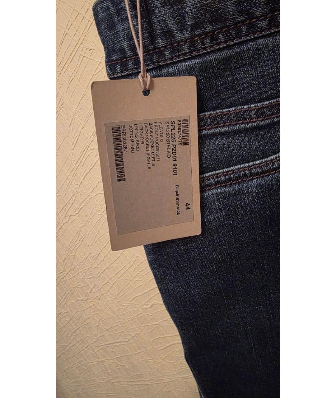 BRIONI Темно-синие хлопко-кашемировые прямые джинсы, фото 2