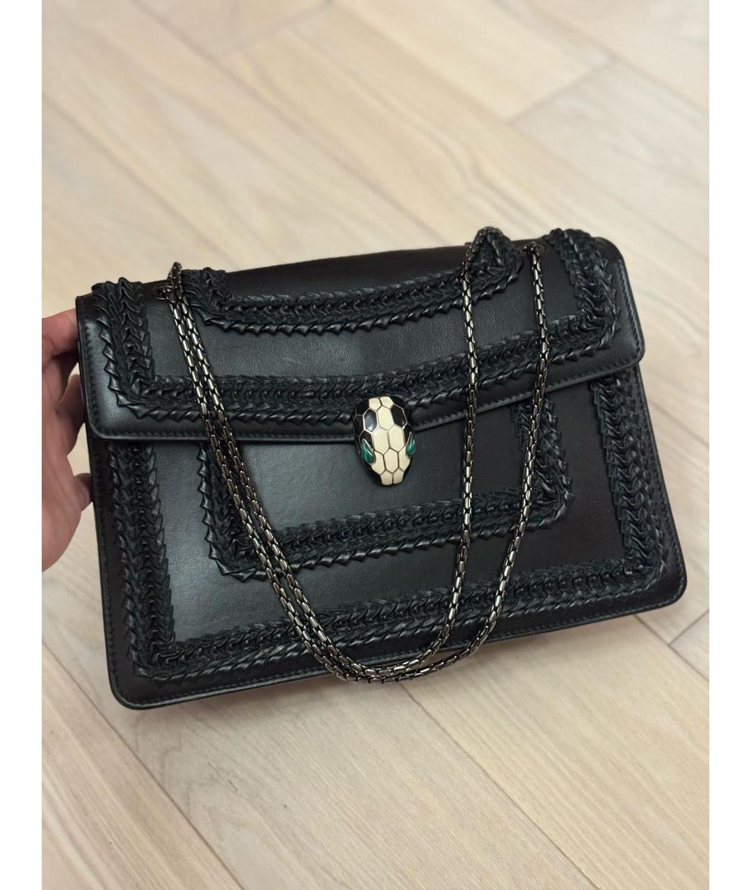 BVLGARI Черная кожаная сумка через плечо, фото 3