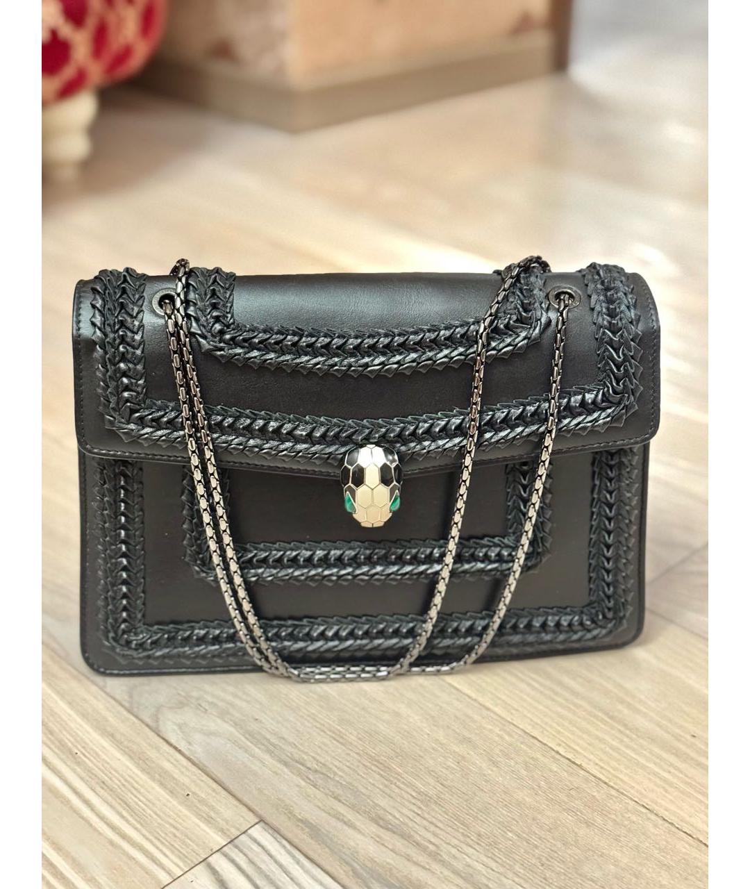 BVLGARI Черная кожаная сумка через плечо, фото 2