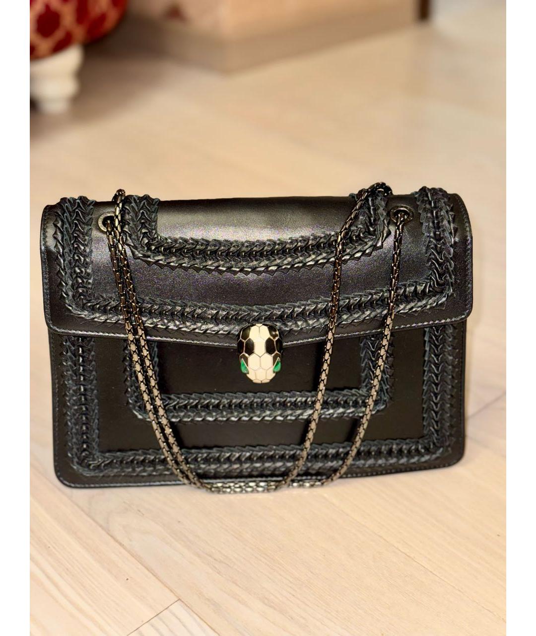 BVLGARI Черная кожаная сумка через плечо, фото 9