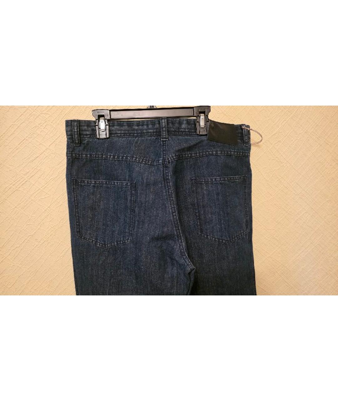 BRIONI Темно-синие хлопковые прямые джинсы, фото 3