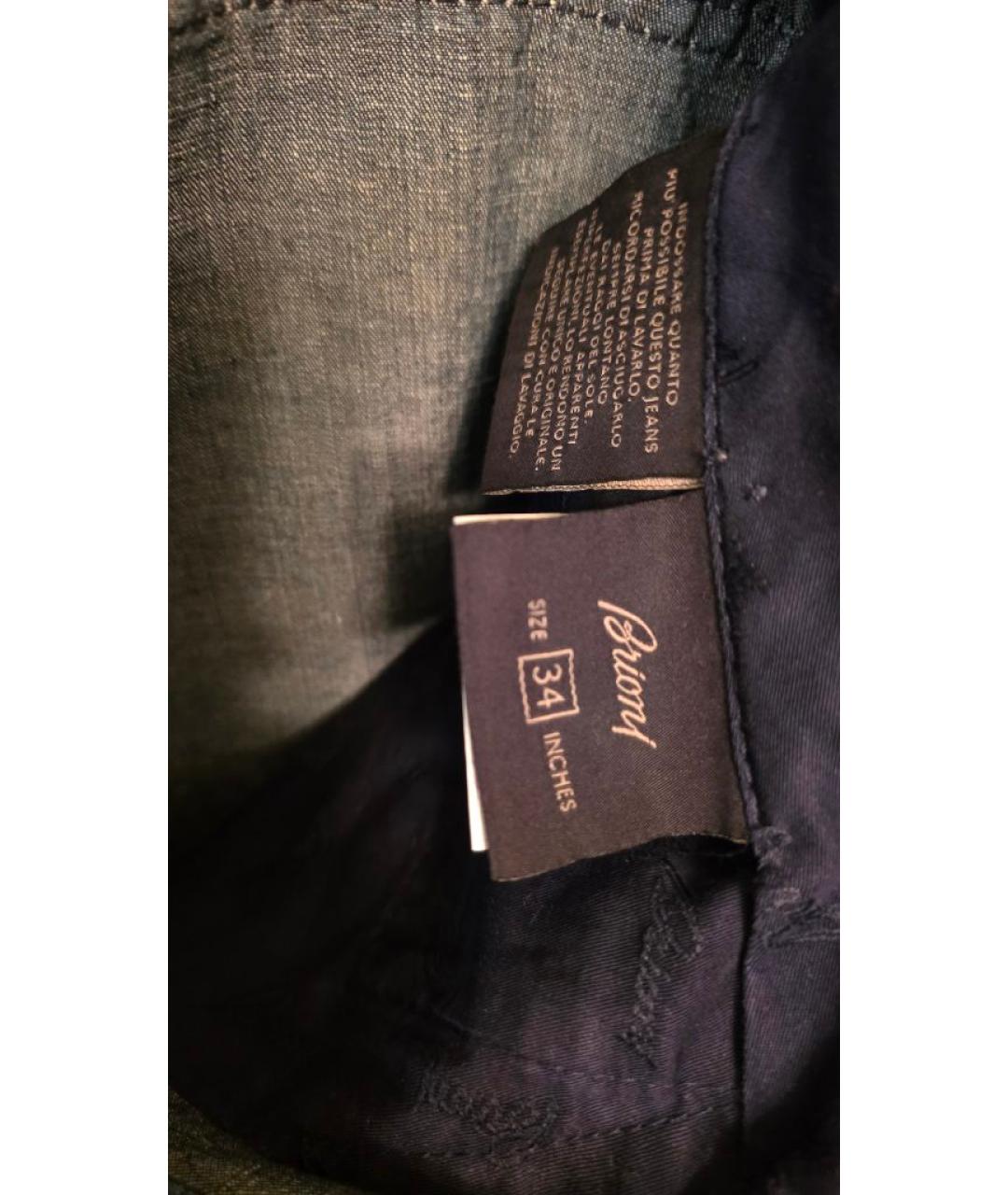BRIONI Темно-синие хлопковые прямые джинсы, фото 4