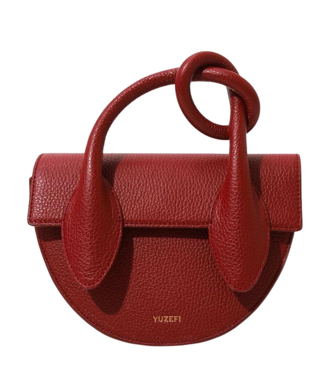 YUZEFI Бордовая кожаная сумка с короткими ручками, фото 1