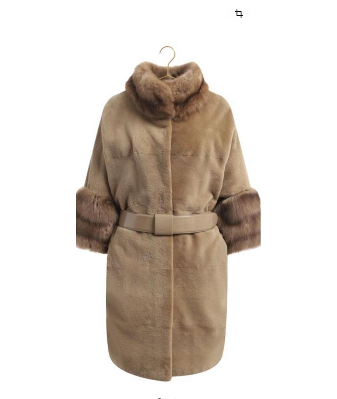 BRASCHI Бежевая меховая шуба, фото 1