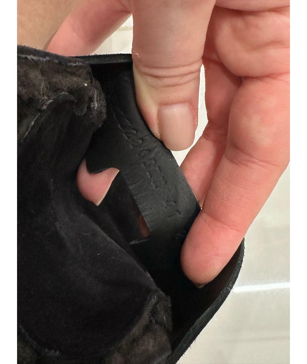 HERMES Черные замшевые мюли, фото 8