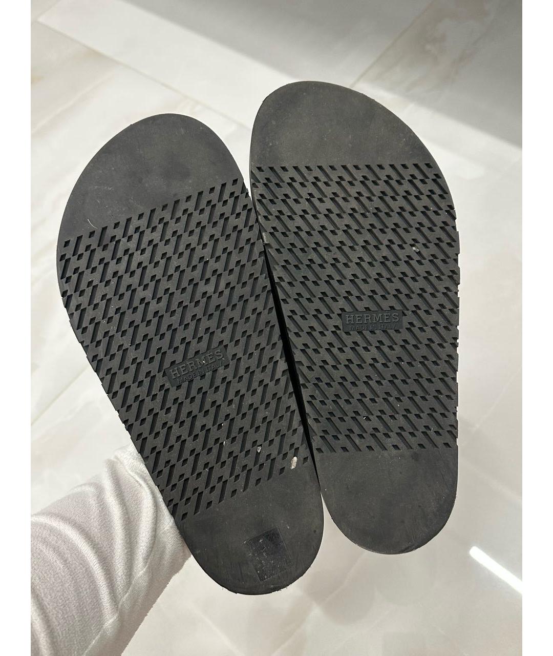 HERMES Черные замшевые мюли, фото 4