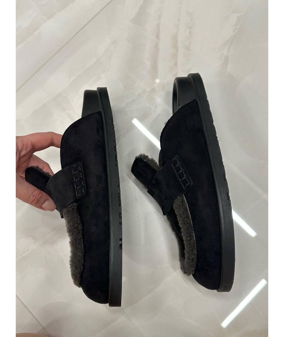 HERMES Черные замшевые мюли, фото 6