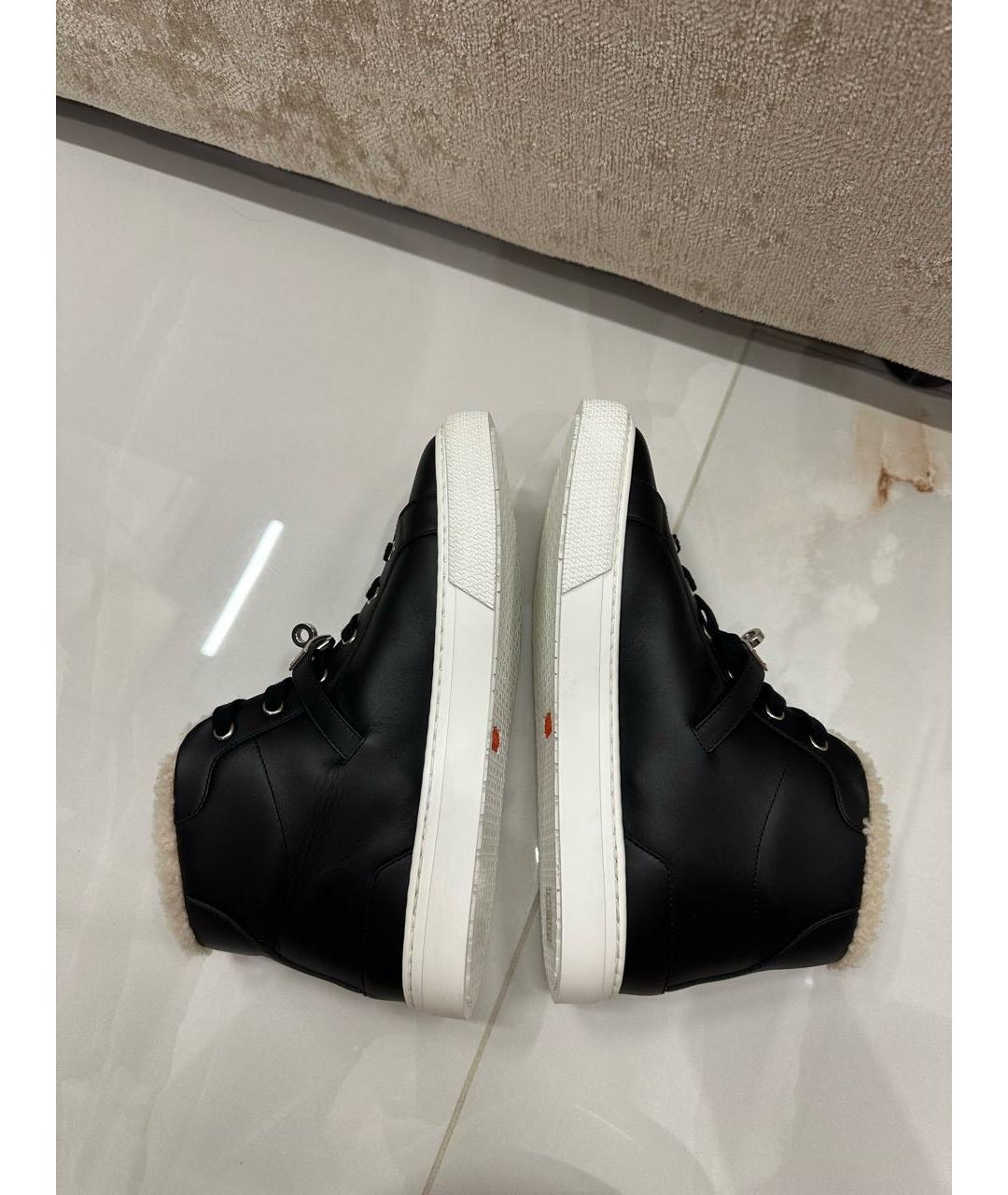 HERMES Черные кожаные кеды, фото 7