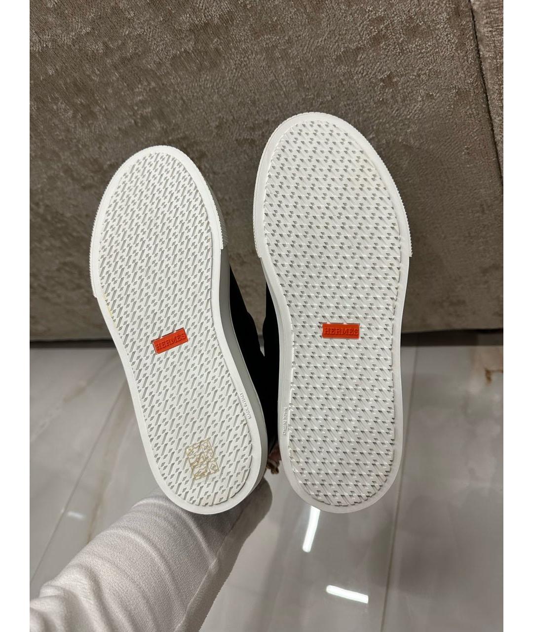 HERMES Черные кожаные кеды, фото 3