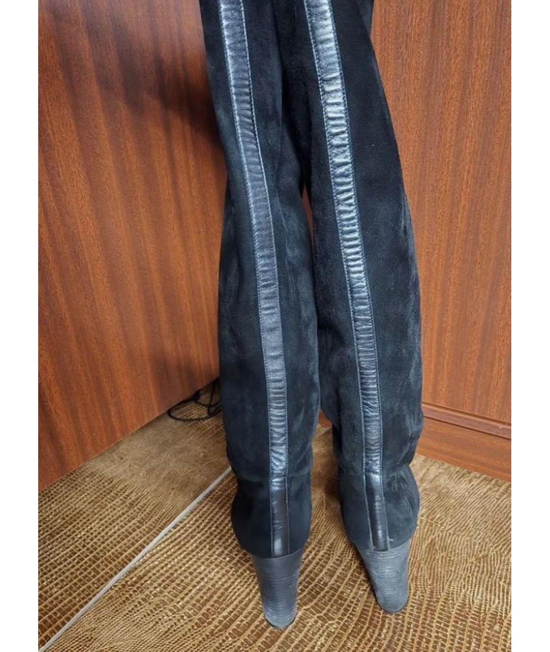 LORO PIANA Черные замшевые сапоги, фото 2