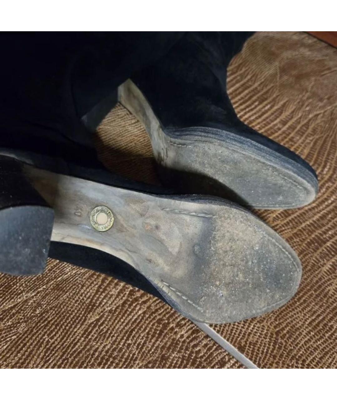 LORO PIANA Черные замшевые сапоги, фото 3