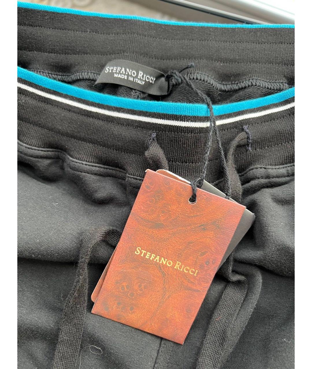 STEFANO RICCI Черные хлопковые повседневные брюки, фото 3