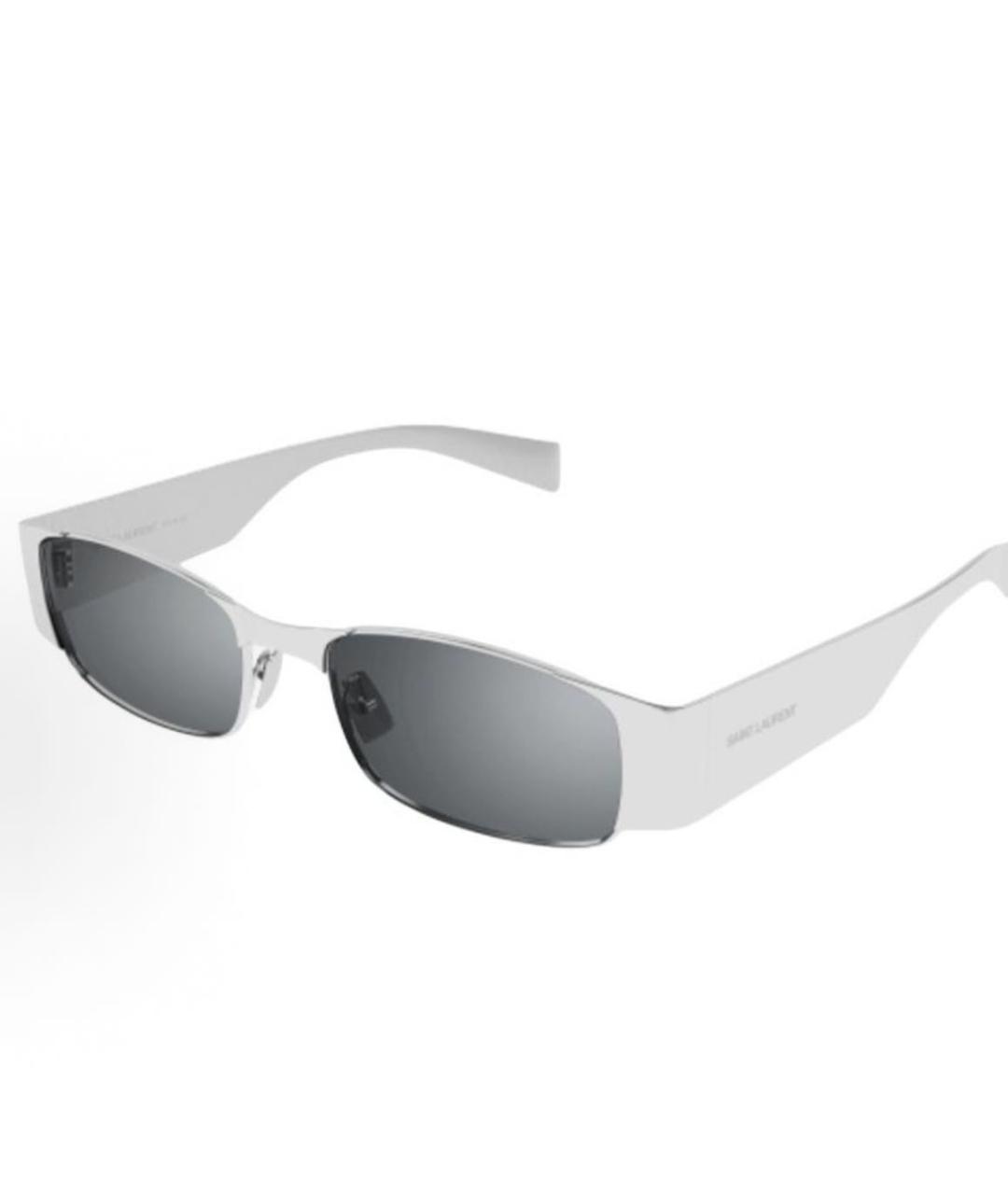 SAINT LAURENT Серебряные металлические солнцезащитные очки, фото 9