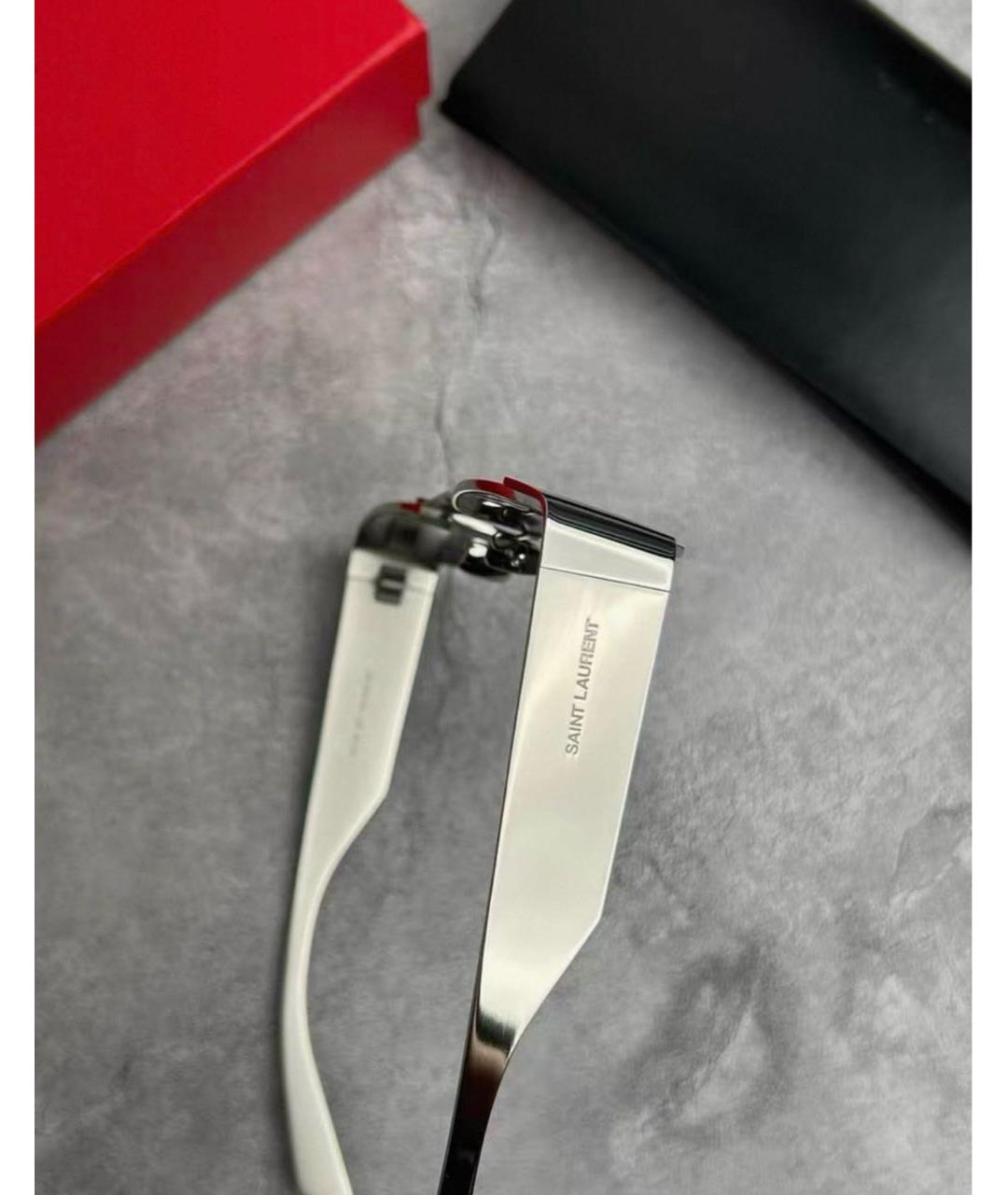 SAINT LAURENT Серебряные металлические солнцезащитные очки, фото 7