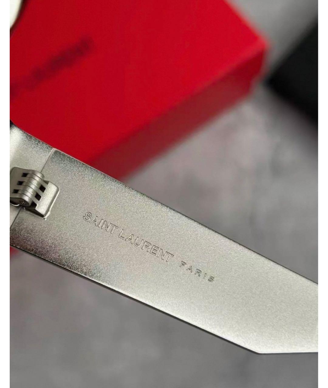 SAINT LAURENT Серебряные металлические солнцезащитные очки, фото 8