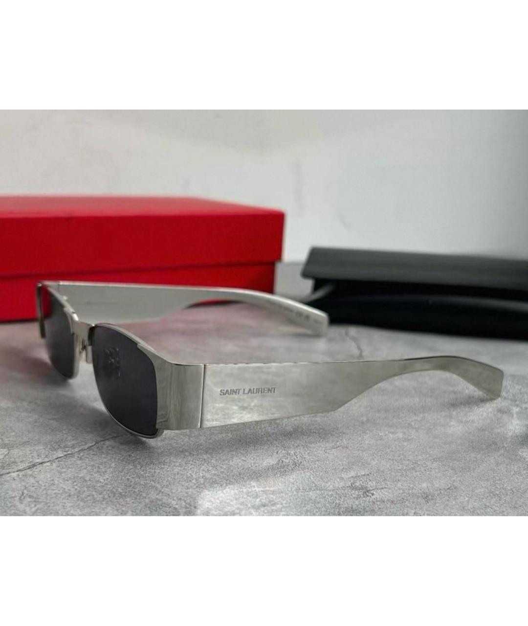 SAINT LAURENT Серебряные металлические солнцезащитные очки, фото 5