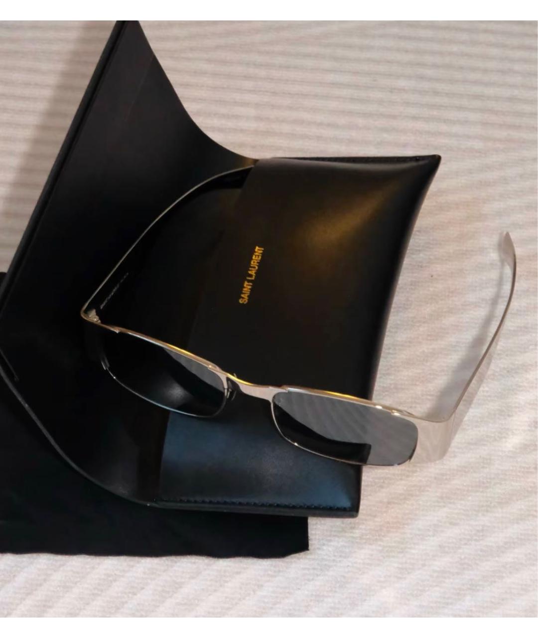 SAINT LAURENT Серебряные металлические солнцезащитные очки, фото 2