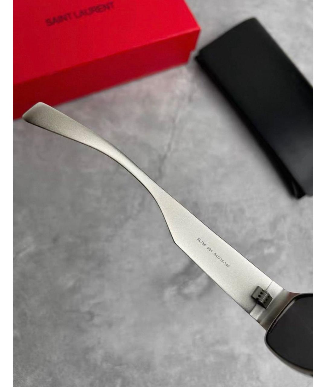 SAINT LAURENT Серебряные металлические солнцезащитные очки, фото 6